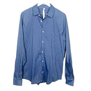 Lululemon Mens lab stripe blue button up long sleeve dress shirt size large